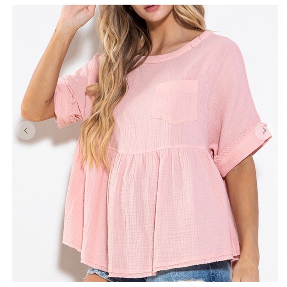 36 Boho Oversized Gauze Short Sleeve Top - Picture 4 of 5